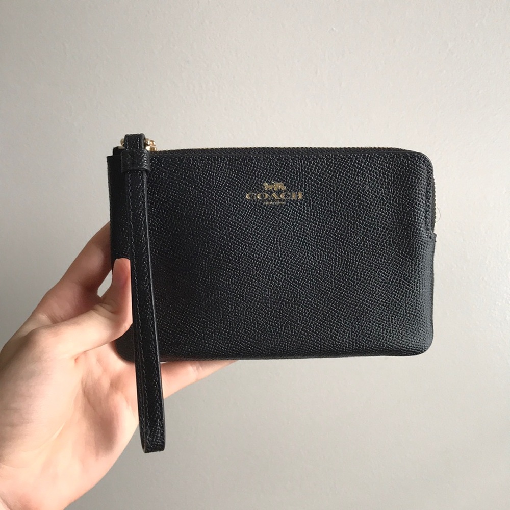 Black Coach Zip Around Coin Case